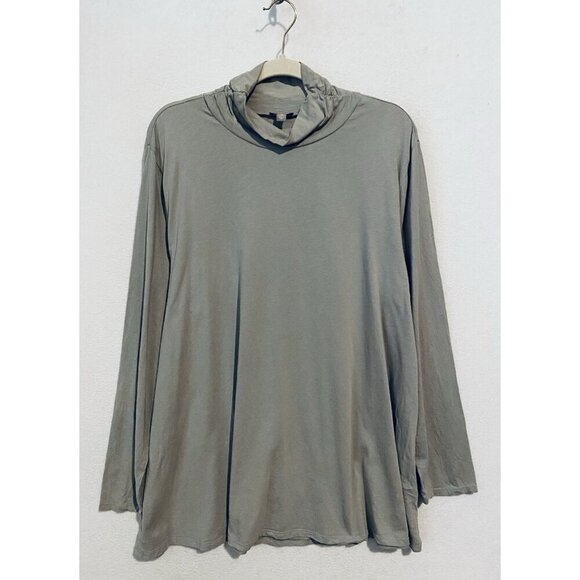 J Jill Top Womens 3X Gray Mock Neck Pima Cotton Stretchy Lagenlook Minimalist - Picture 1 of 7